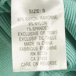 Pre Owned Herve Leger Mint Blue Knit Cold Shoulder Bandage Top S