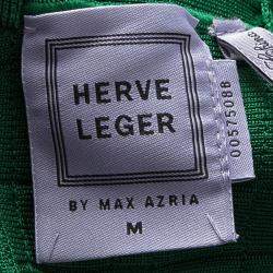 Herve Leger Pine Green Fit and Flare Sleeveless Mayra Dress M
