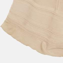 Pre Owned Herve Leger Light Pink Knit & Crochet Detail Gown M
