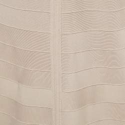 Pre Owned Herve Leger Light Pink Knit & Crochet Detail Gown M