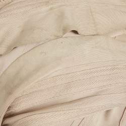Pre Owned Herve Leger Light Pink Knit & Crochet Detail Gown M
