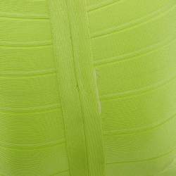 Pre Owned Herve Leger Neon Green Jersey Bandage Short Dress S