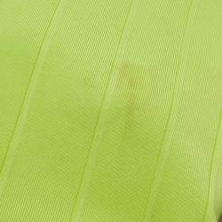 Pre Owned Herve Leger Neon Green Jersey Bandage Short Dress S
