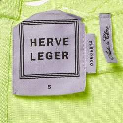 Pre Owned Herve Leger Neon Green Jersey Bandage Short Dress S