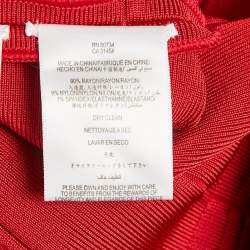Pre Owned Herve Leger Red Jersey Bandage Bodycon Midi Dress XS