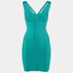 مملوكة مسبقًا فستان ميني باندج جيرسي هيرفي ليجي فيروز مقاس صغير جدا