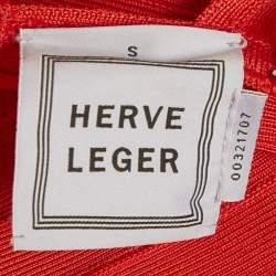 Pre Owned Herve Leger Red Knit Maxi Bandage Dress S