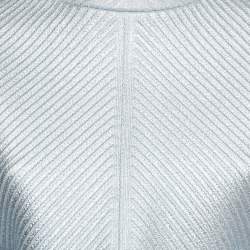 Pre Owned Herve Leger Blue Textured Lurex Knit Mock Neck Sweatshirt L