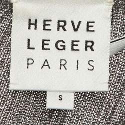 مملوكة مسبقًا فستان سهرة هيرفي ليجري ميتاليك رمادي بأكمام طويلة صغير