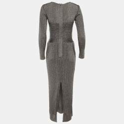مملوكة مسبقًا فستان سهرة هيرفي ليجري ميتاليك رمادي بأكمام طويلة صغير