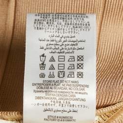 مملوكة مسبقًا Herve Leger Beige Metallic Coated Bandage Knit Ari Dress M