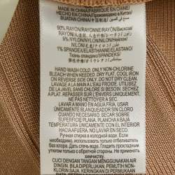 مملوكة مسبقًا Herve Leger Beige Metallic Coated Bandage Knit Ari Dress M