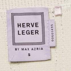 Pre Owned Herve Leger Black Textured Knit Crop Cape Jacket S