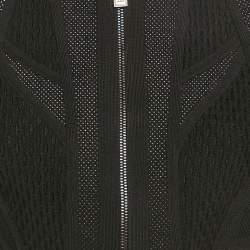 Pre Owned Herve Leger Black Textured Knit Crop Cape Jacket S