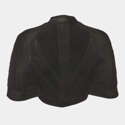 Pre Owned Herve Leger Black Textured Knit Crop Cape Jacket S