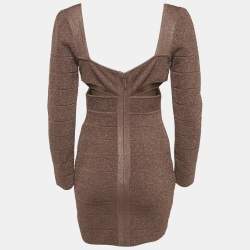 مملوكة مسبقًا فستان هيرفي ليجي فلورنسيا ميني باندج تريكوت وردي غامق مقاس صغير