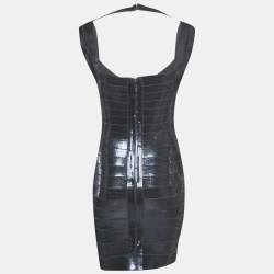 Pre Owned Herve Leger Midnight Blue Sequin Sarai Mini Dress M