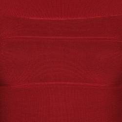 Pre Owned فستان هيرفي ليجي باندج ضيق تريكو أحمر صغير جداً