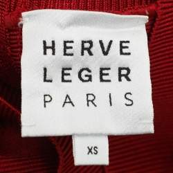 Pre Owned فستان هيرفي ليجي باندج ضيق تريكو أحمر صغير جداً