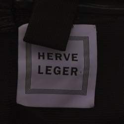 Pre Owned Herve Leger Black Printed Knit Bandage Dress S