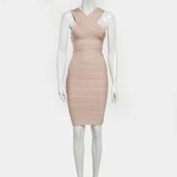 Pre Owned فستان هيرفي ليجي بانديدج تريكو بيج ستيلا صغير - سمول