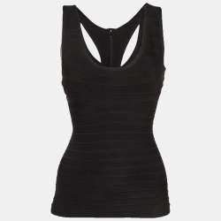 Pre Owned Herve Leger Black Knit Bandage Tank Top S