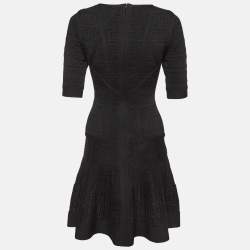 Pre Owned Herve Leger Black Lurex Knit Clara Dress S