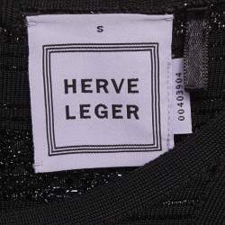 Pre Owned Herve Leger Black Lurex Knit Clara Dress S