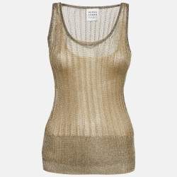مملوكة مسبقًا Herve Leger Metallic Lurex Knit Tank Top S