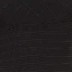 Pre Owned Herve Leger Black Stretch Knit One Shoulder Mini Dress XS