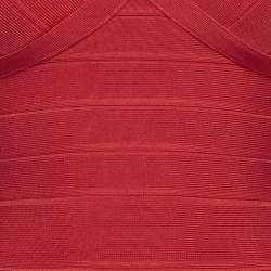 مملوكة مسبقًا فستان باندج هيرفي ليجي وردي مزيج رايون ضيق قصير صغير جدًا