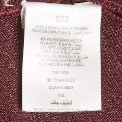 Pre Owned Herve Leger Metallic Burgundy Rib Knit Bandage Dress M