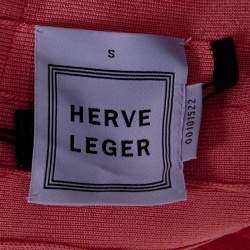 Pre Owned Herve Leger Blush Peach Sleeveless Bandage Dress S