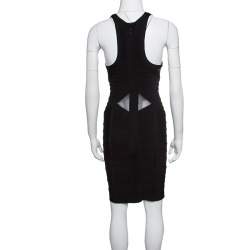 Herve Leger Black Mesh Insert Metallic Trim Racer Back Bandage Dress S