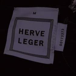 مملوكة مسبقًا Herve Leger Black Metal Chain Link Detail Bandage Gemma Dress M