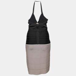 Pre Owned فستان هيرفي ليجي بانديدج تريكو كتل لونية رقبة حمالات S