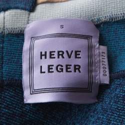 Herve Leger Ombre Blue Knit Strapless Bandage Mini Dress S 