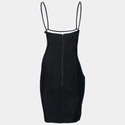 Herve Leger Monochrome Patterned Knit Sleeveless Bandage Dress S