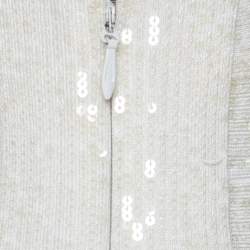 Herve Leger White Sequin Knit and Multicolor Printed Chiffon Backless Maxi Dress S 