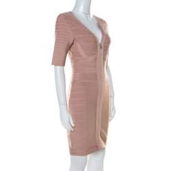 Pre Owned فستان بانديدج هيرفي ليجي ليليث بيج بسحاب أمامي  S