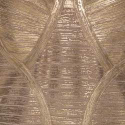 Herve Leger Gold Brushed Effect Bandage Gabriela Gown L
