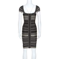 Herve Leger Bicolor Striped Sandra Bandage Dress M