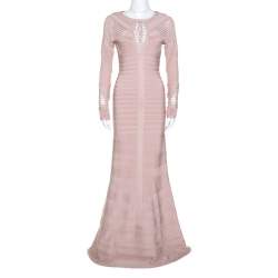 Pre Owned فستان سهرة هيرفي ليجي أوغوستينا كروشيه وردي S