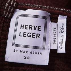 مملوكة مسبقًا فستان هيرفي ليجر ايلانيا بوديكون أكمام طويلة حافة ميتاليك عنابي XS