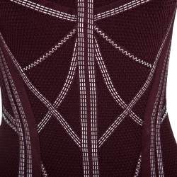 مملوكة مسبقًا فستان هيرفي ليجر ايلانيا بوديكون أكمام طويلة حافة ميتاليك عنابي XS