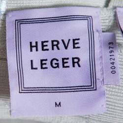 Herve Leger Blue Crushed Metallic Knit Bandage Dress M