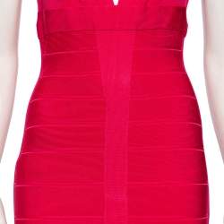 Herve Leger Fuchsia Karen Long Bandage Dress L 