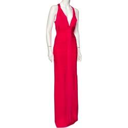 Herve Leger Fuchsia Karen Long Bandage Dress L 