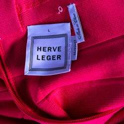 Herve Leger Fuchsia Karen Long Bandage Dress L 