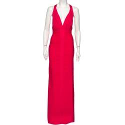 Herve Leger Fuchsia Karen Long Bandage Dress L 